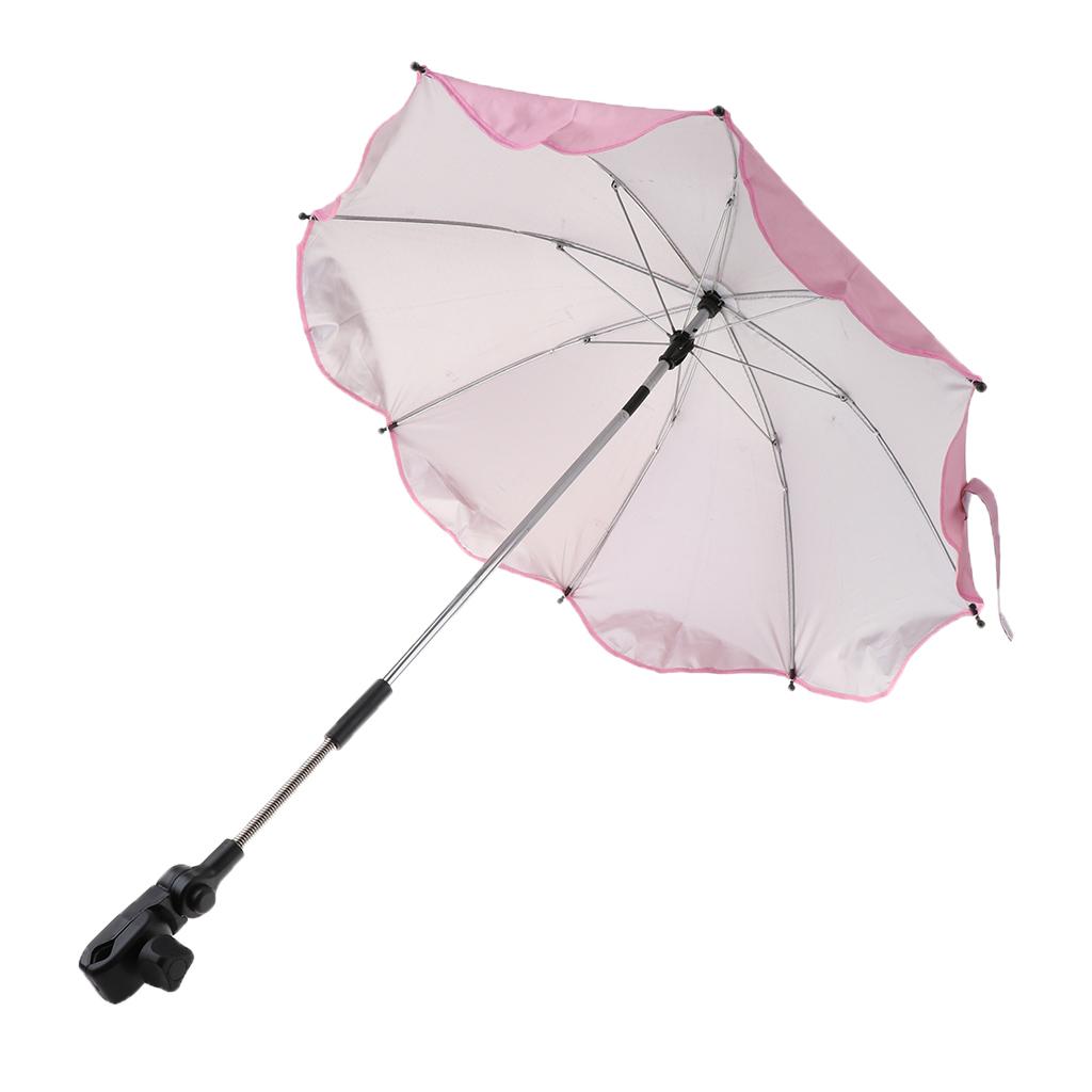 Canopy Umbrella for Beach Camping Hiking， Stroller Shelter， Sun ， Foldable， Rotating， Adjustable， Durable ， Pink， 68x65cm