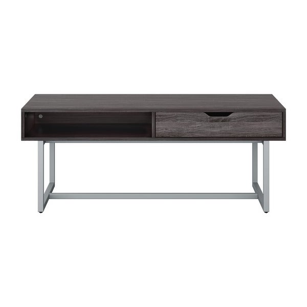 Auston Single Drawer Coffee Table with Silver Metal Legs