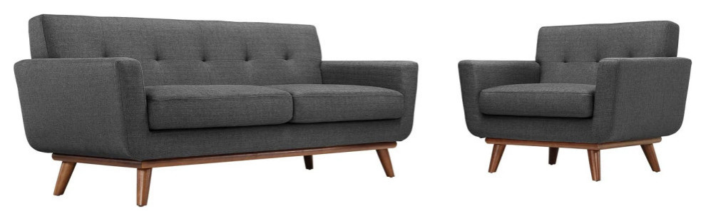 Giselle Gray Armchair and Loveseat Set of 2   Midcentury   Living Room Furniture Sets   by Virgil Stanis Design  Houzz