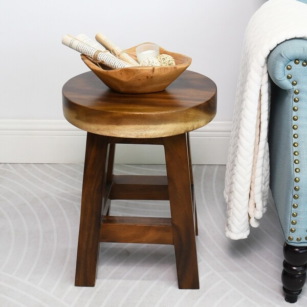 Wood Small Round Stool Side Table - 14