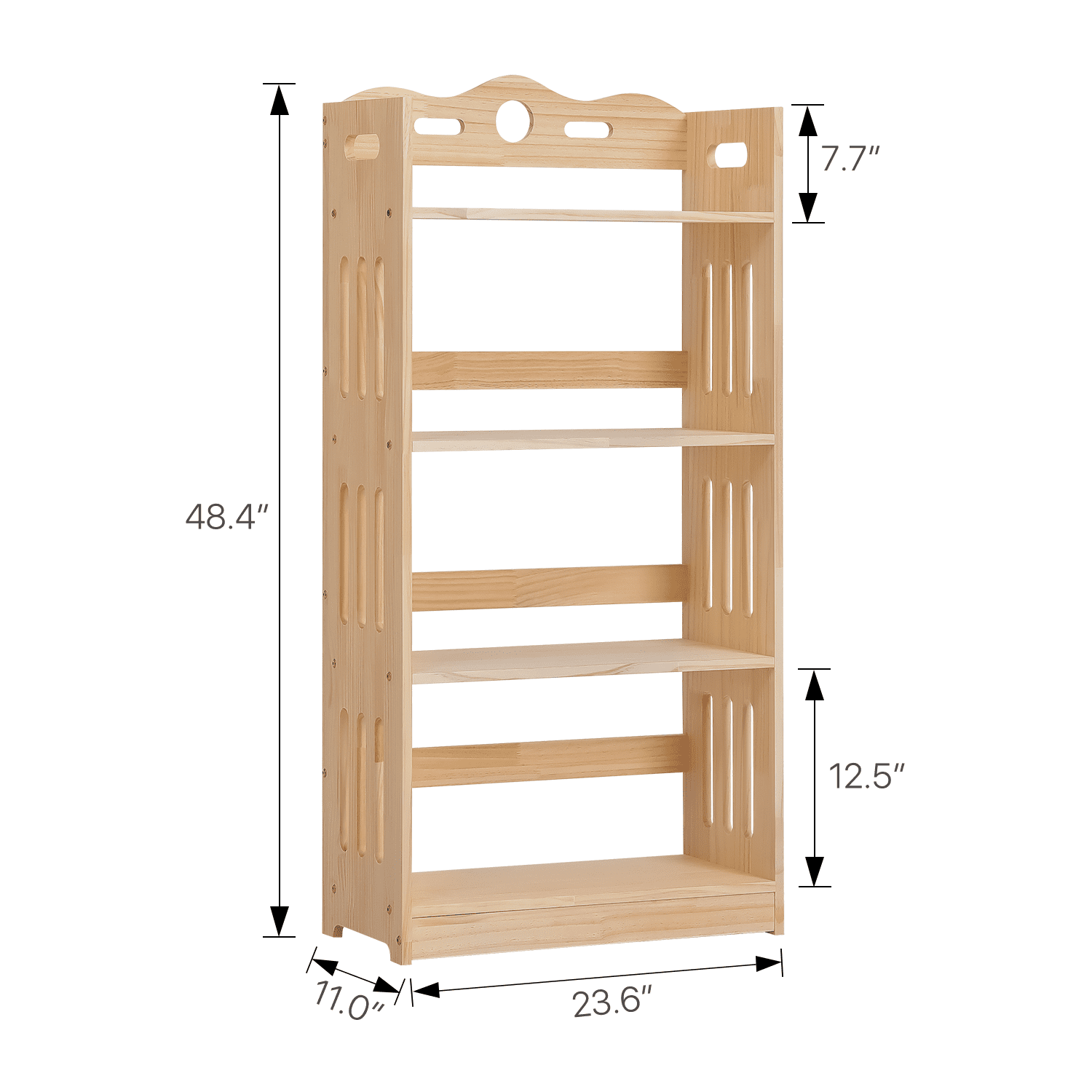 MoNiBloom Wood 4 Tiers Bookshelf, Books Toys Storage Shelving Stand Rack, Natural, for Home