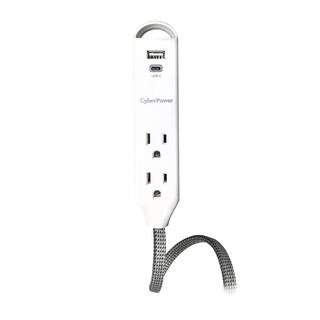 CyberPower 6 ft. 15-Watt 3-Outlet Surge Protector USB-A 2.4 Amp USB-C 400 Joules Braid Cord GC306UCHD