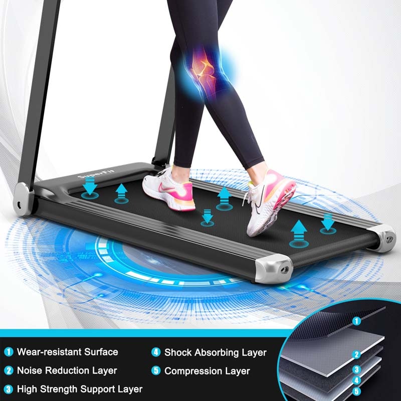 2.25HP Electric Folding Treadmill Smart APP Control Walking Running Machine with HD LED Display & Device Holder