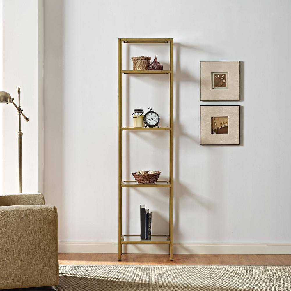 CROSLEY FURNITURE 73 in. GoldClear Metal 4-shelf Etagere Bookcase with Open Back CF6114-GL