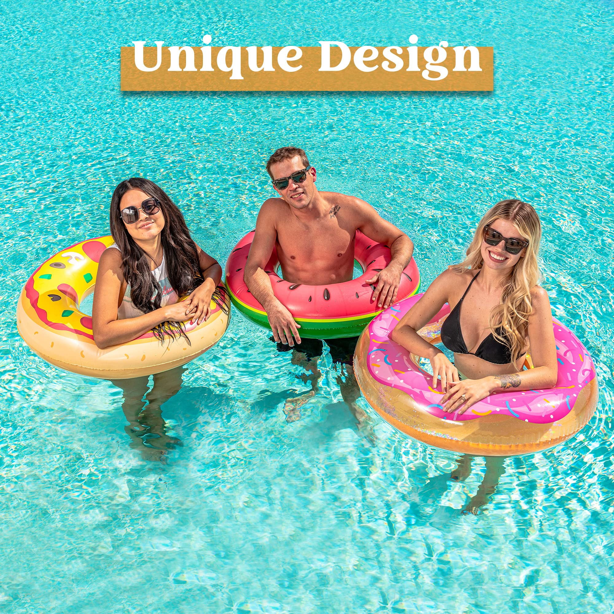 Sloosh 3 Pack Inflatable Pool Floats for Kids Adults, Funny Swim Tube Pool Rings Swimming Rings Floaties for Swimming Pool Party Decorations