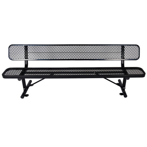 8 ft. Outdoor Steel Bench with Backrest BLack W465...