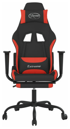 vidaXL Gaming Chair Computer Chair with Footrest Black and Light Gray Fabric   Massage Chairs   by vidaXL LLC  Houzz