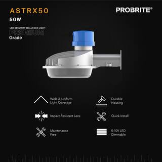 PROBRITE 175W Equivalent Integrated LED High-Performance Gray Dusk to Dawn Outdoor Area Light 6000 Lumens ASTRX50-PC-4K-GR