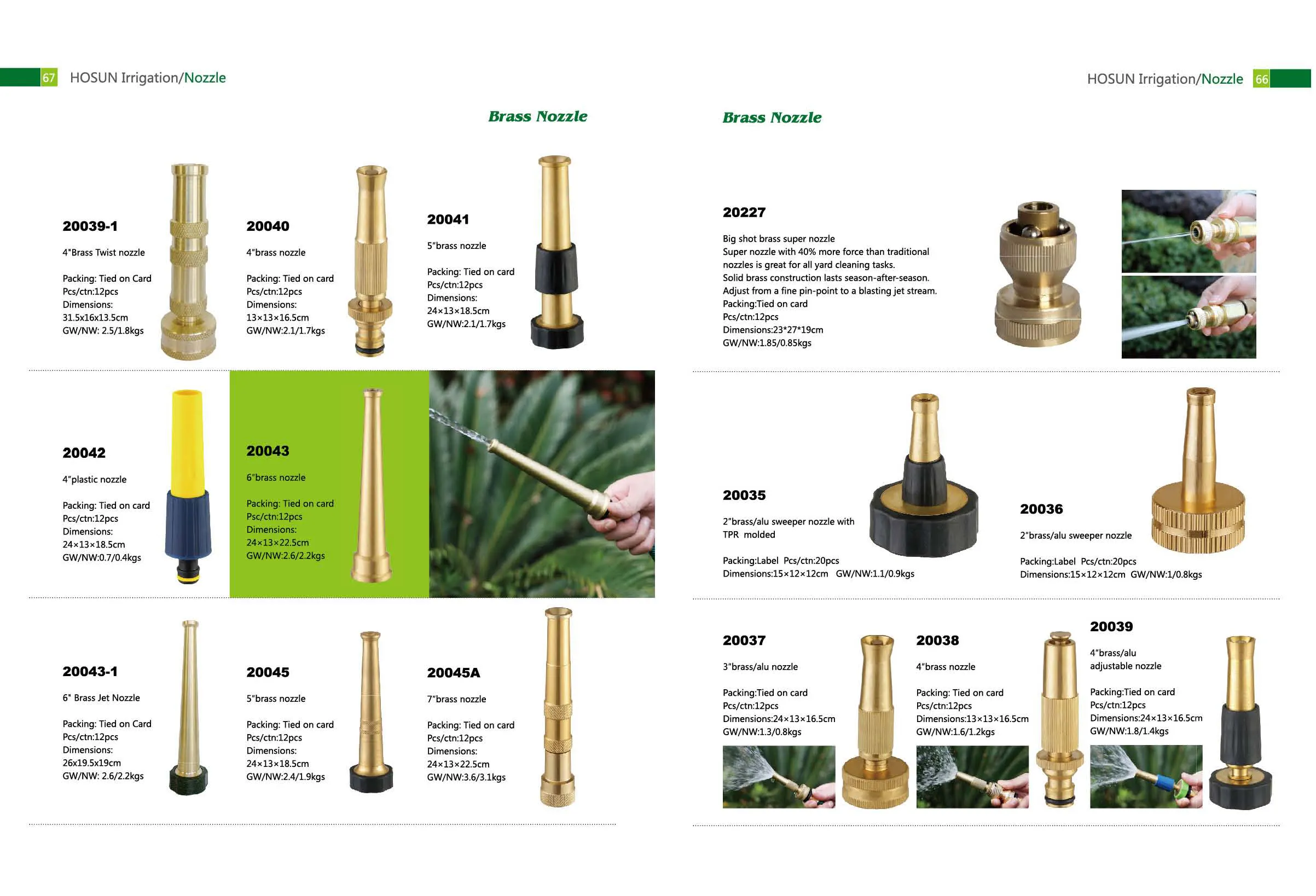 garden supplies 4'' brass nozzle with nipple based