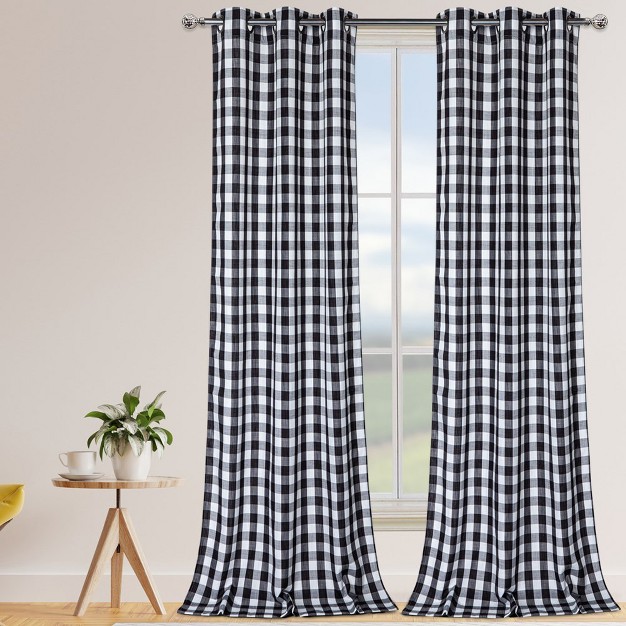 Trinity Buffalo Check Textured Grommet Window Curtain Pair 2 Panels