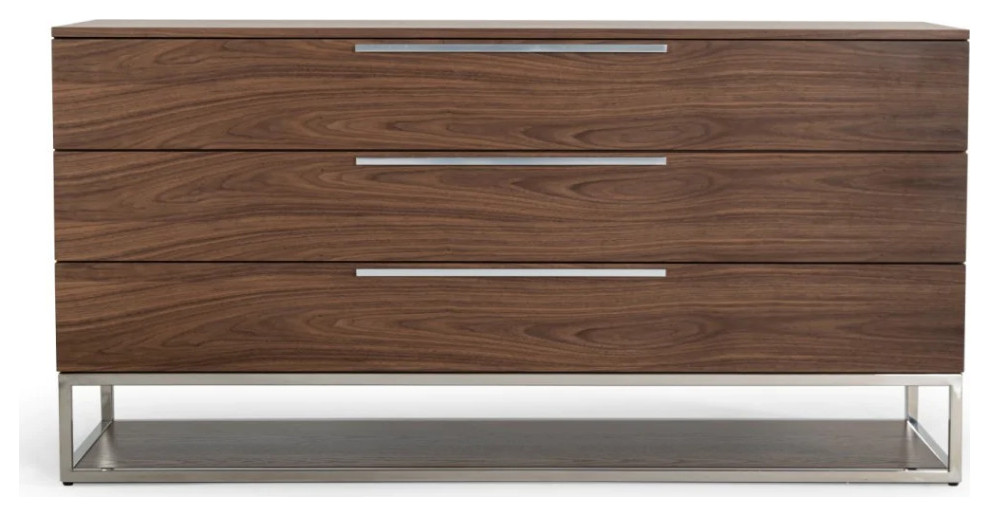 Glyn Contemporary Walnut  ampStainless Steel Dresser   Contemporary   Accent Chests And Cabinets   by V.S.D Furniture  Houzz