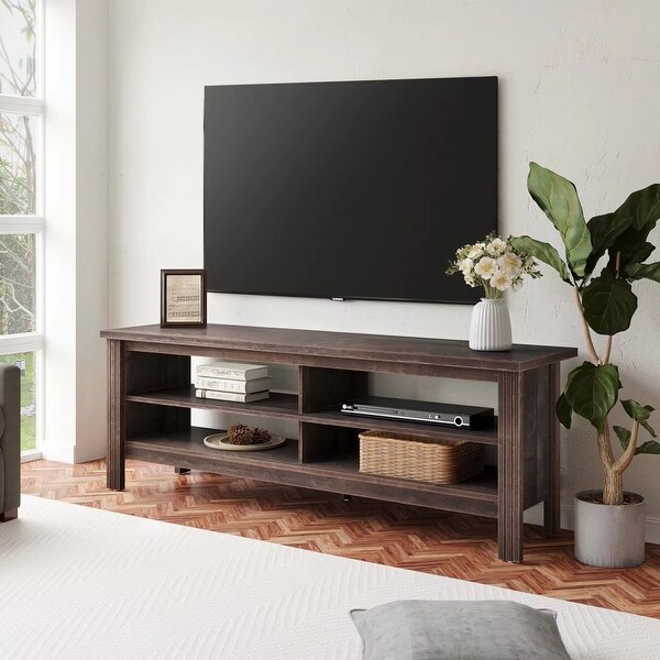 LED TV Stand for 65-75 Inch TV， TV Console with Warm White LED Light