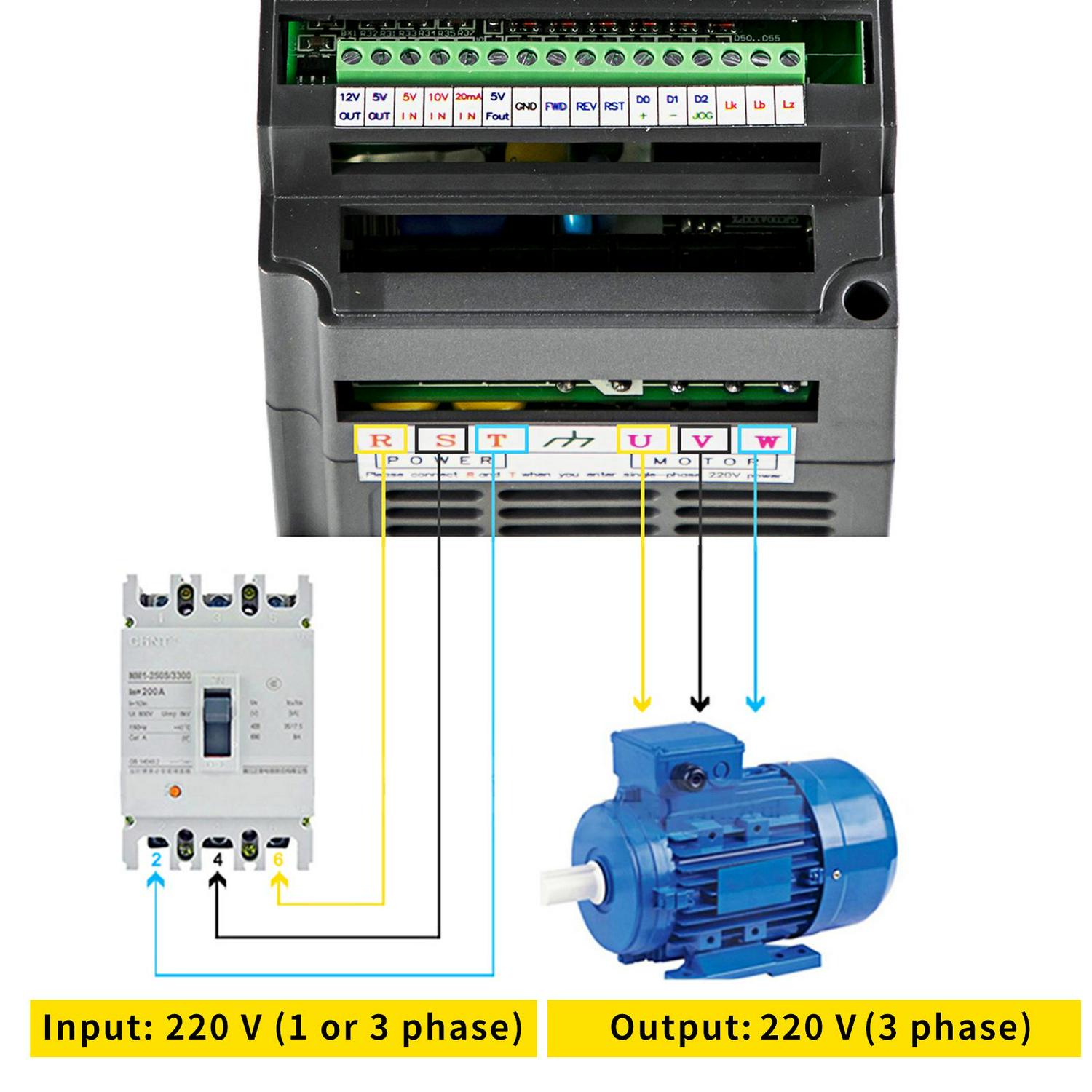 VEVOR Control CNC VFD 220V 5.5 KW 7HP Variable Frequency Drive 36A CNC Motor Drive Controller Inverter Converter 400 Hz 1 or 3 Phase Input 3 Phase Output for Spindle Motor Speed Control