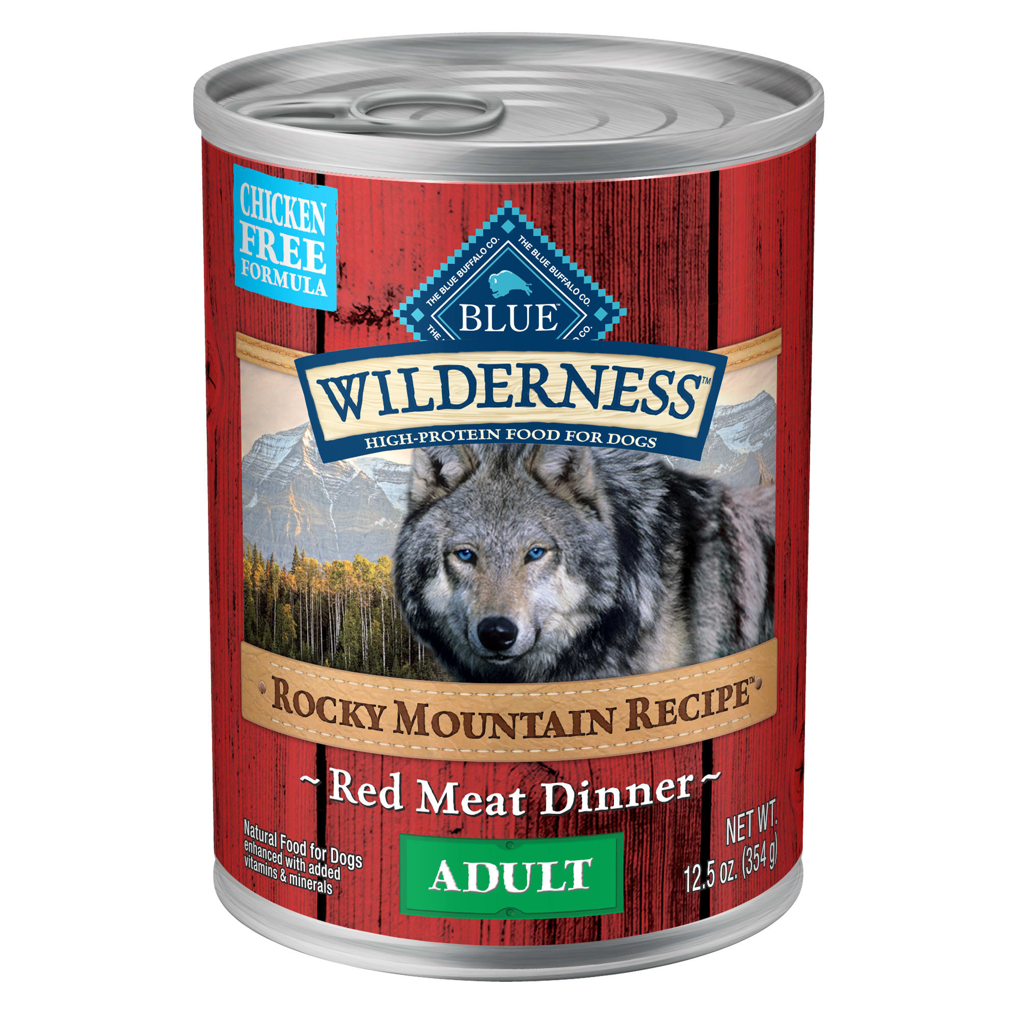 BLUE BUFFALO Blue Wilderness Rocky Mountain Recipe Adult Red Meat Dinner Wet Dog Food， 12.5 oz.， Case of 12