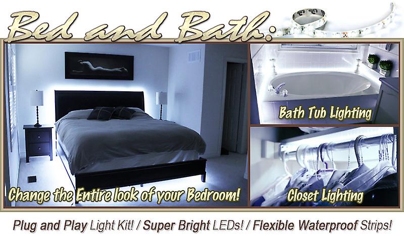 16.4' ft Cool White Bed Night Light Closet TV Remote Controlled LED Strip Lighting SMD3528 Wall Plug - Headboard Closet Make Up Counter Mirror Light LED Strip 3528 SMD Flexible DIY 110V-220V