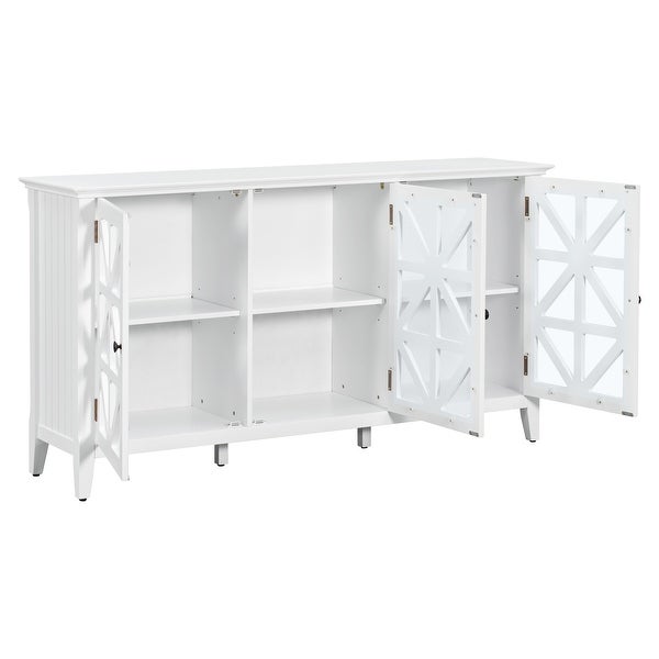 Farmhouse White Entryway Console Table with Adjustable Shelves