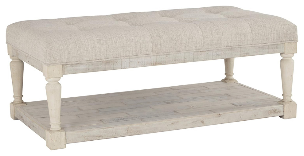 Contemporary Coffee Table  Pinewood Legs With Padded Polyester Top  White Wash   French Country   Coffee Tables   by Decor Love  Houzz