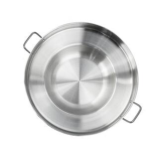 XtremepowerUS 23 in. Round Stainless Steel Comal Wok Griddle Multi Cooker Concave Fry pan 95520-H1