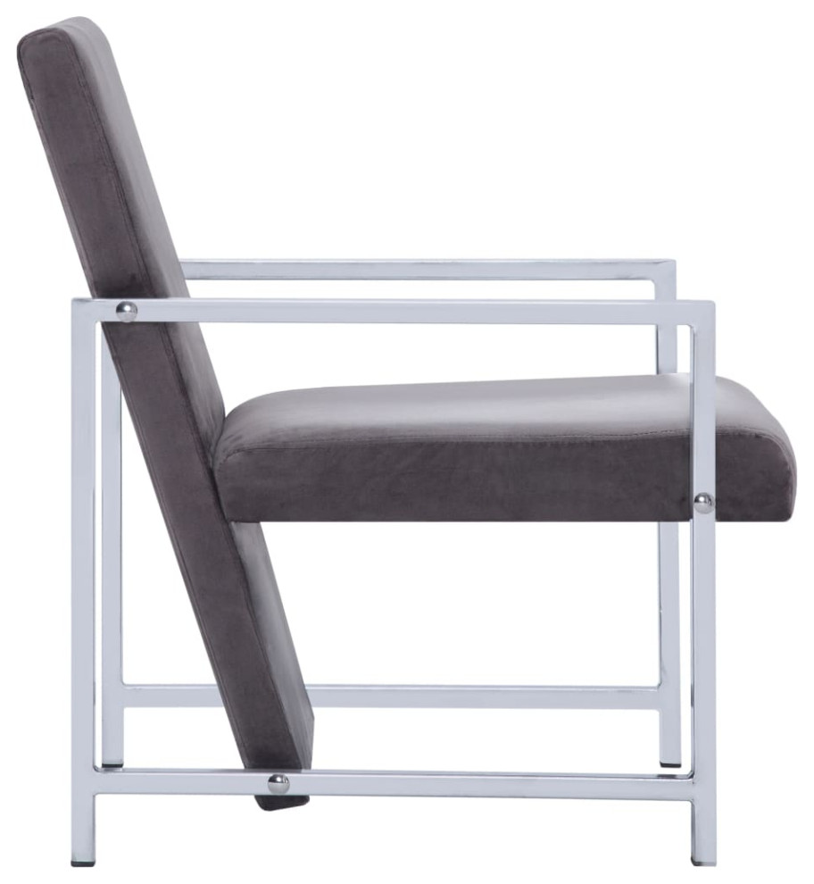 vidaXL Accent Chair Accent Single Sofa Chair with Chrome Feet Dark Gray Velvet   Contemporary   Armchairs And Accent Chairs   by vidaXL LLC  Houzz