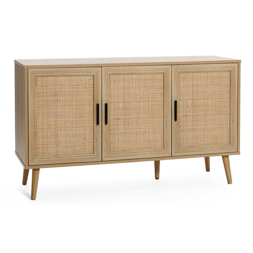 3 Door Rattan Light Oak Finish Manufactured Wood Sideboard Cabinet   27.76\