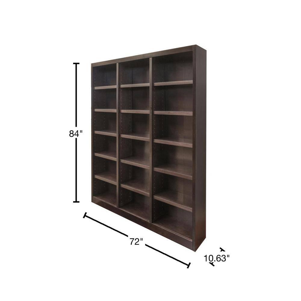 Concepts In Wood 84 in. Espresso Wood 18-shelf Standard Bookcase with Adjustable Shelves MI7284-E