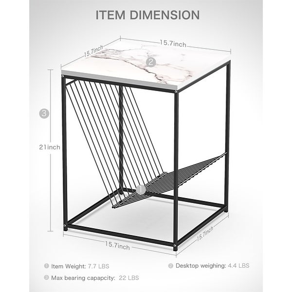 Modern Side Table with Marble Surface for Living Room Bedroom