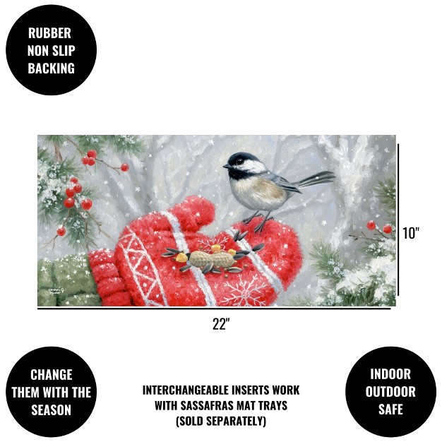 Christmas Winter Encounter Mat 1 Mat Insert 25 Inches Sassafras Bird Seed Snow 431882 Rubber Multicolored