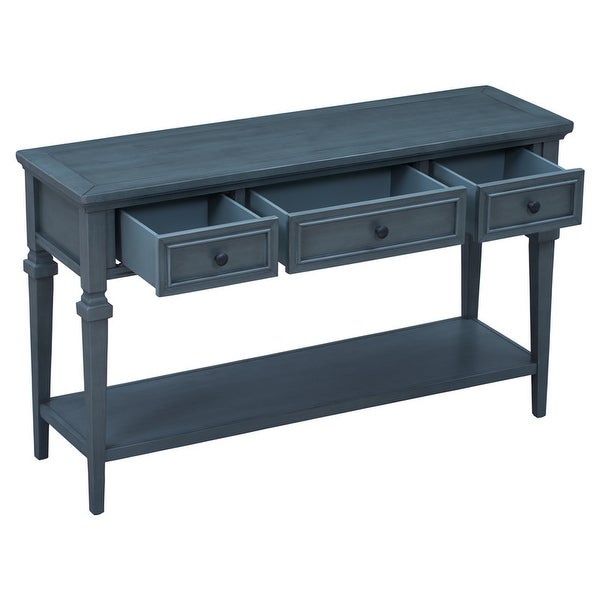 Classic Retro Style Console Table with 3 Top Drawers and Bottom Shelf