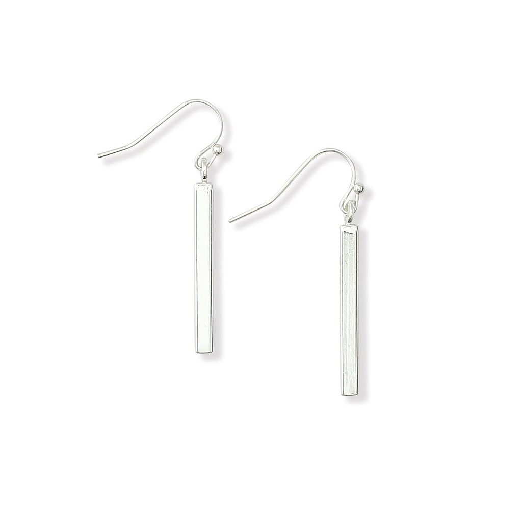 Periwinkle by Barlow  Trendy Silver Linear Drops Earrings