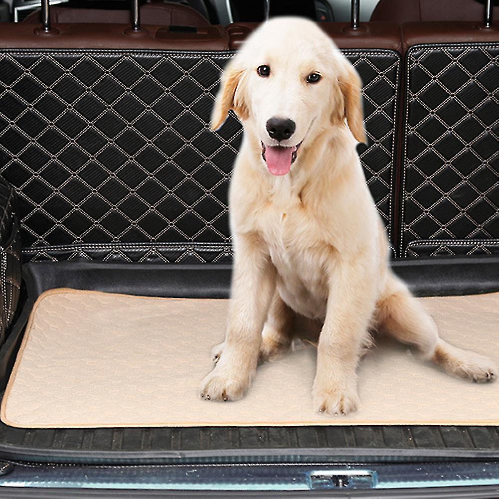 Pet Dog Cat Washable Pee Pad Reusable Potty Urine Training Pads Diapers Bed Sofa Cover(Beige L)