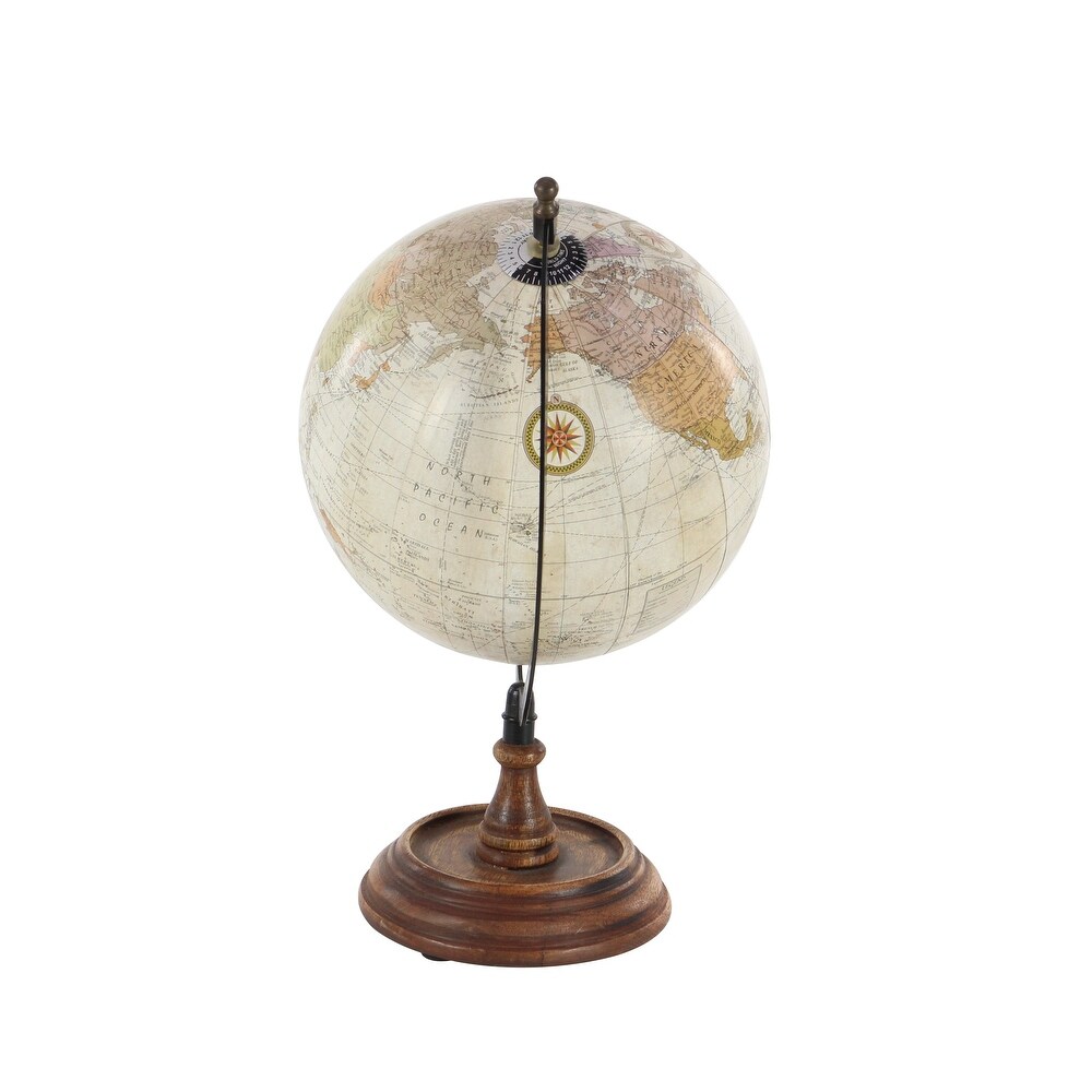 Brown Mango Wood Globe with Wood Base   9L x 8W x 13.10H