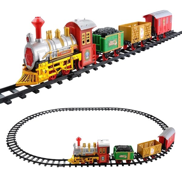 12Piece Battery Operated Lighted and Animated Christmas Express Train Set with Sound