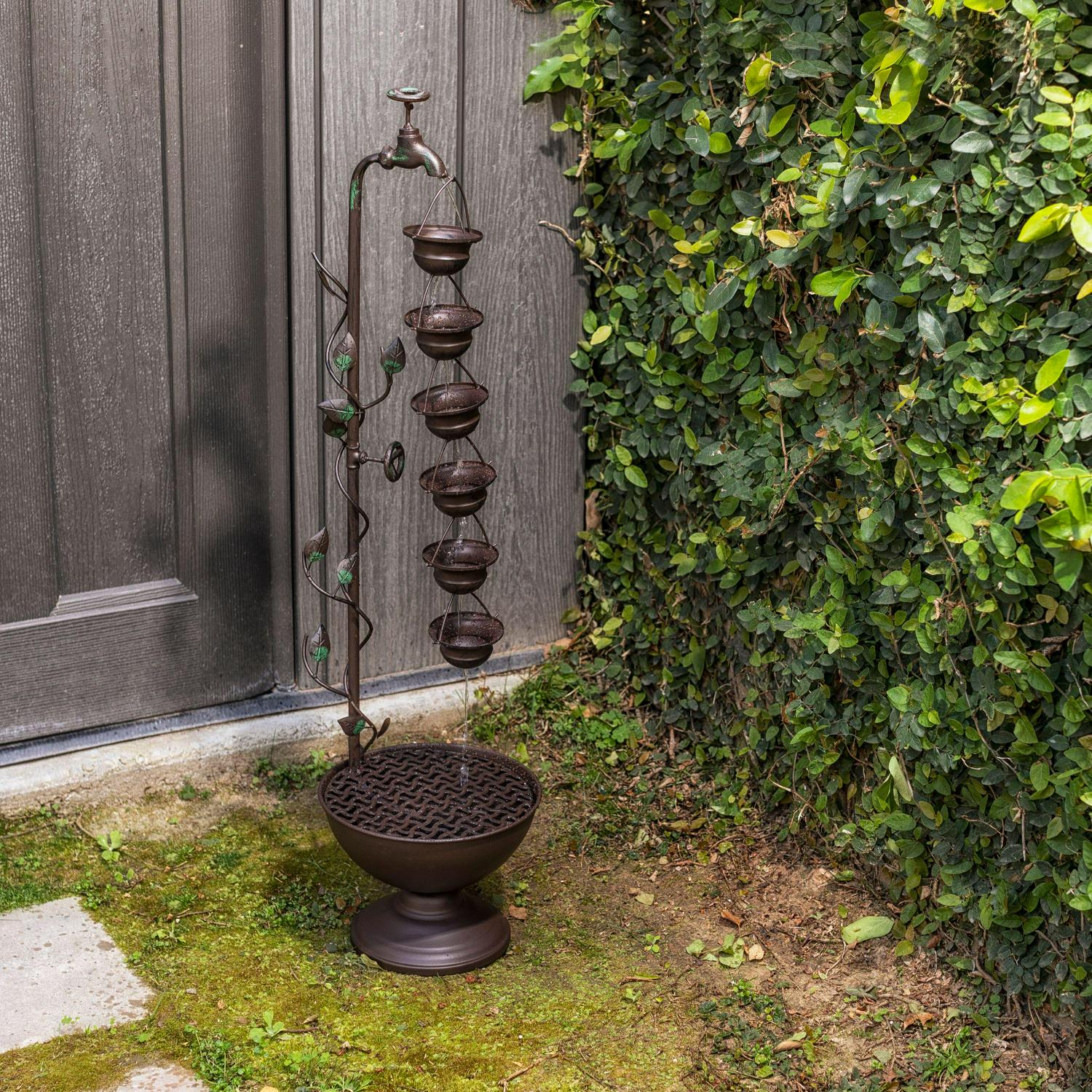 Alpine Corporation Outdoor Hanging 6Cup Tiered Floor Fountain Bronze  Crowdfused