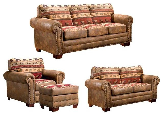 Sierra Lodge   4 Pc Set with Sleeper   Rustic   Living Room Furniture Sets   by BisonOffice  Houzz