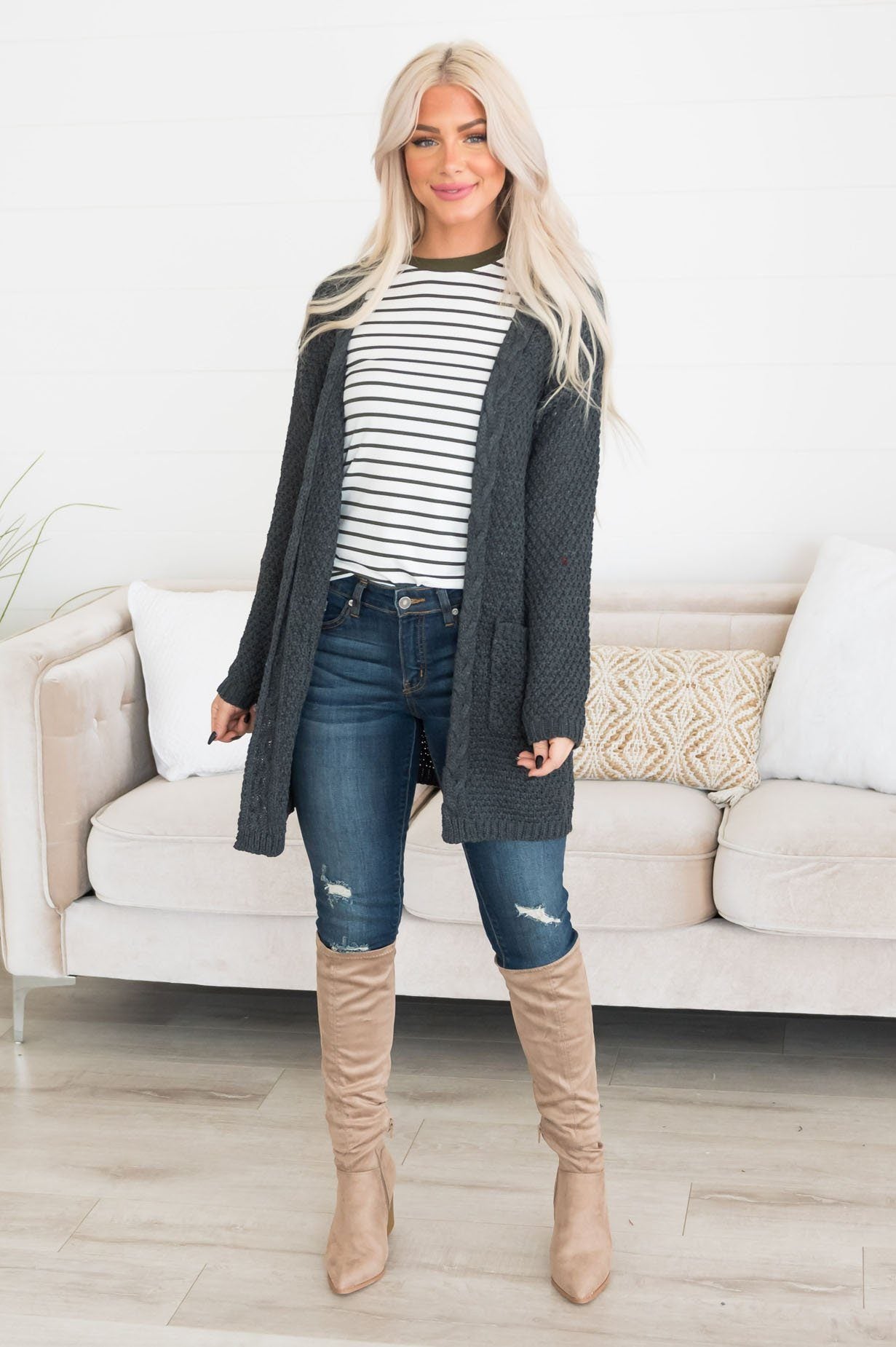 Warm & Cozy Modest Pocket Cardigan