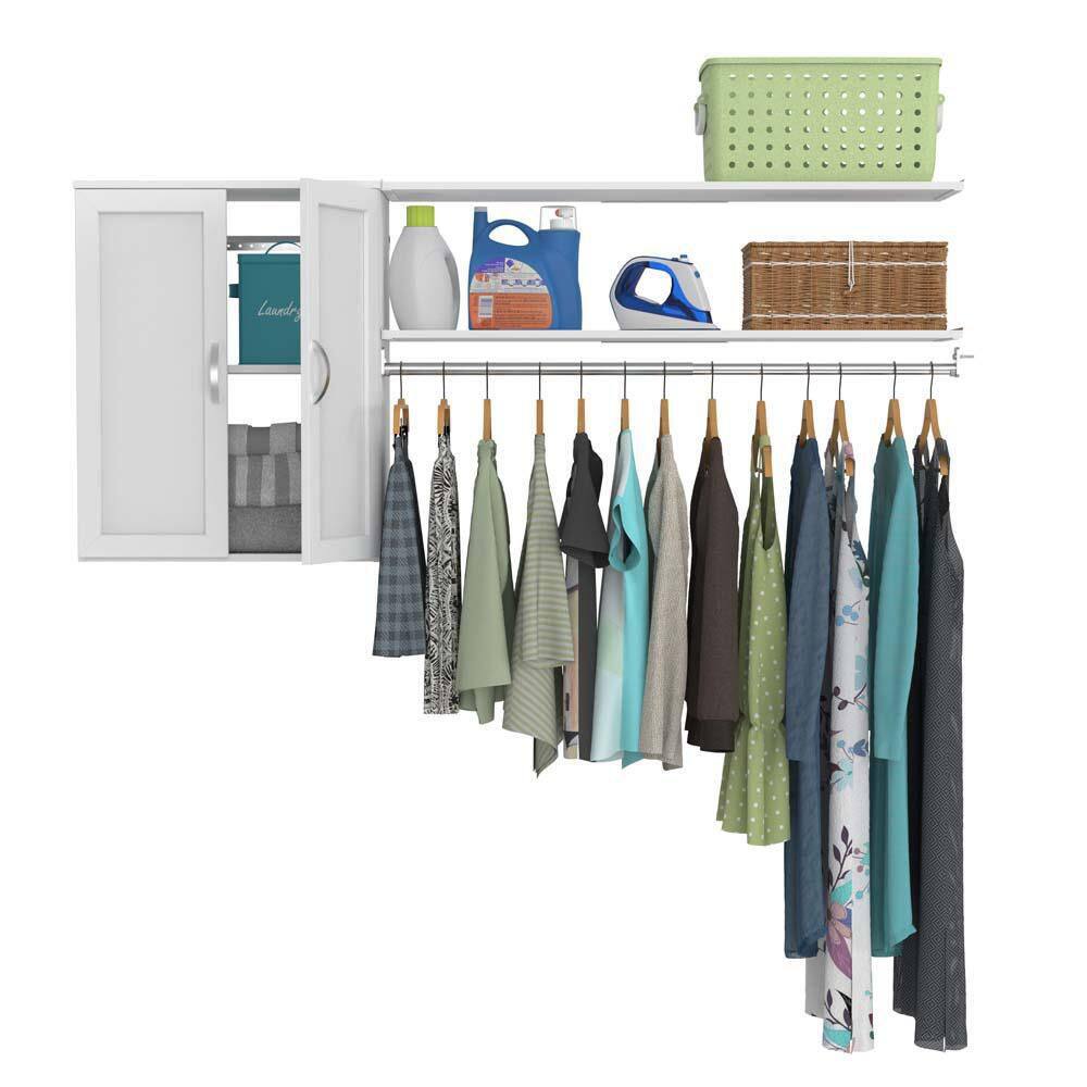 ClosetMaid Style+ 55.12 in. W - 121.12 in. W White Laundry Room Cabinet Kit with Top Shelves and Shaker Doors 10000-02188