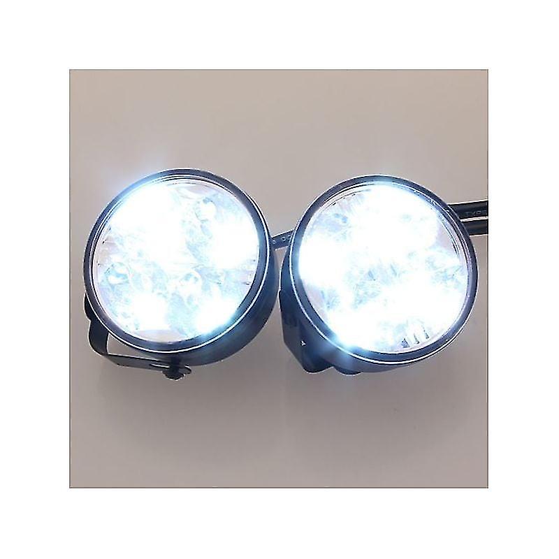 2pcs White 4 Led Round Car Driving Daytime Running Light Drl Fog Lamp 12v