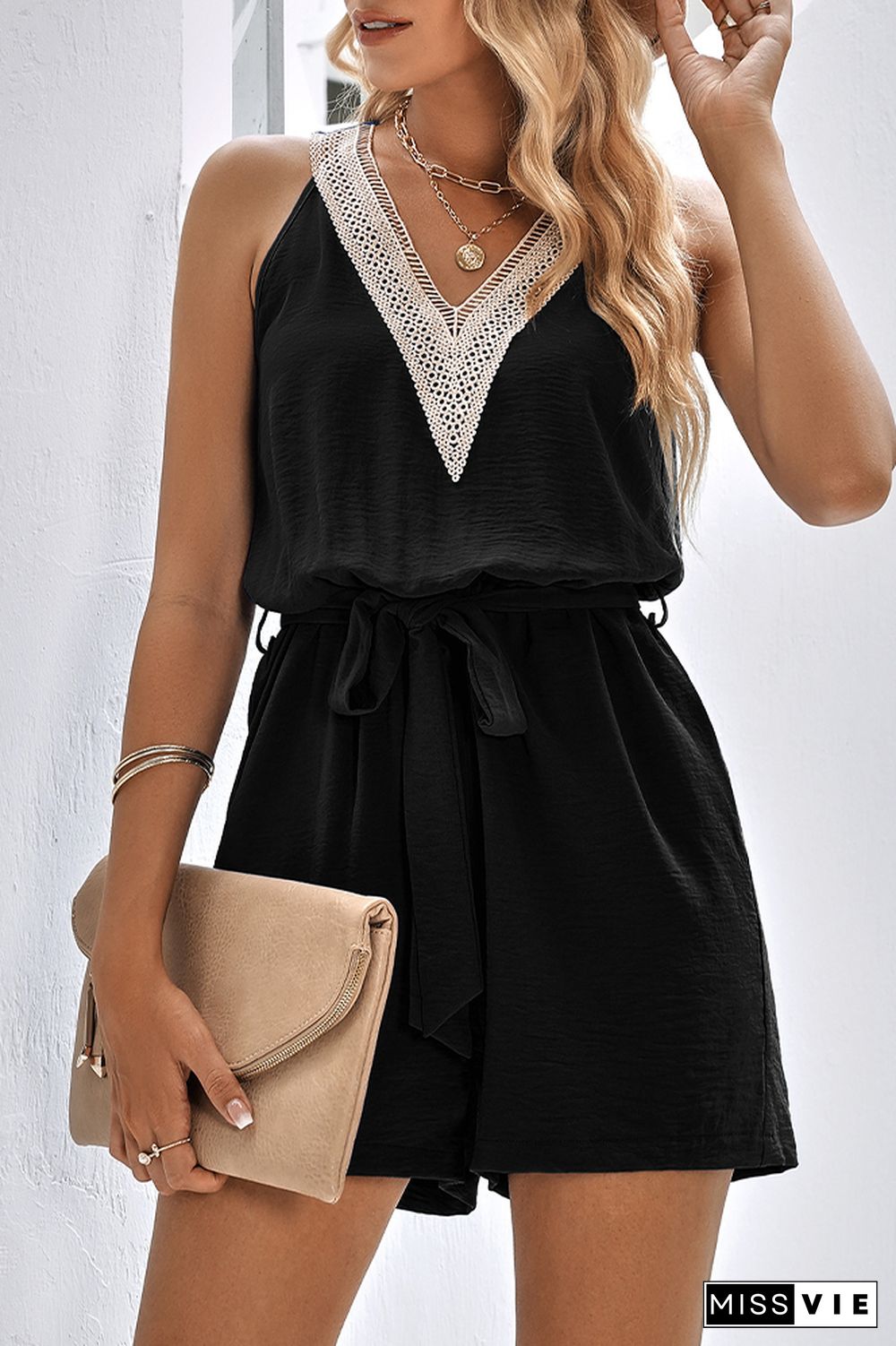 Plain Sleeveless One Piece Jumpsuit