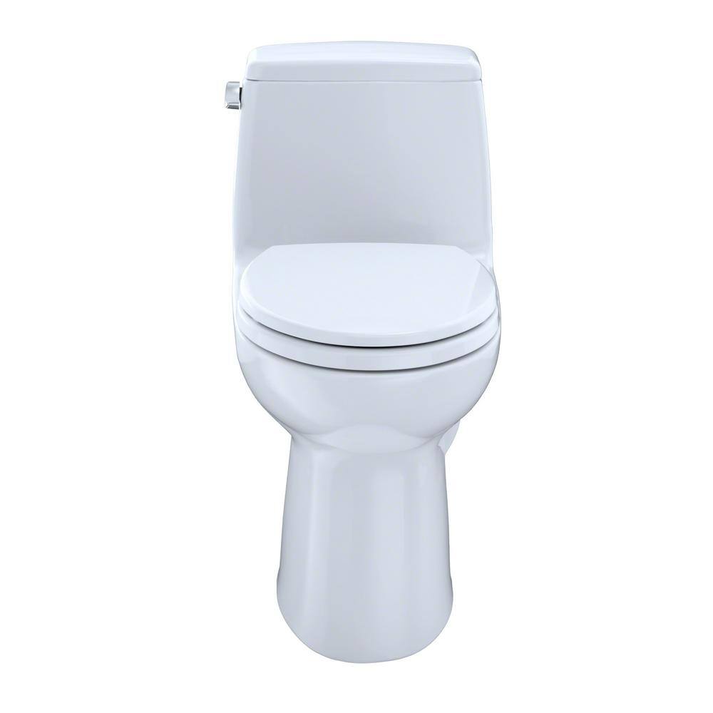 TOTO UltraMax 1-Piece 1.6 GPF Single Flush Elongated ADA Comfort Height Toilet in Cotton White SoftClose Seat Included MS854114SL#01