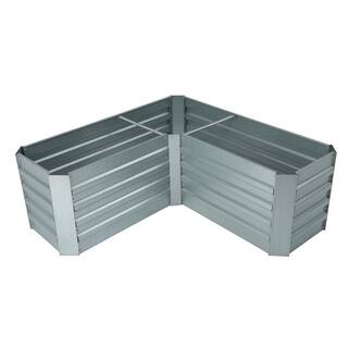 LuxenHome L-Shaped Galvanized Metal Raised Garden Bed WHPL1273