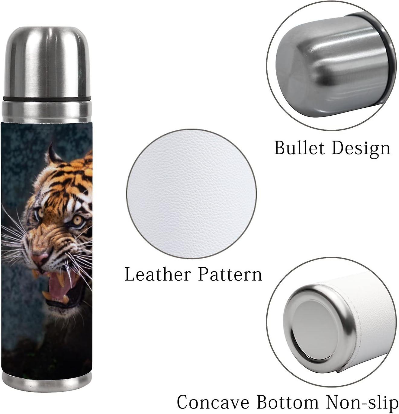 Insulated Mug Stainless Steel Water Bottle Walking Tiger Vacuum Cup Travel Mug For Travel School Office