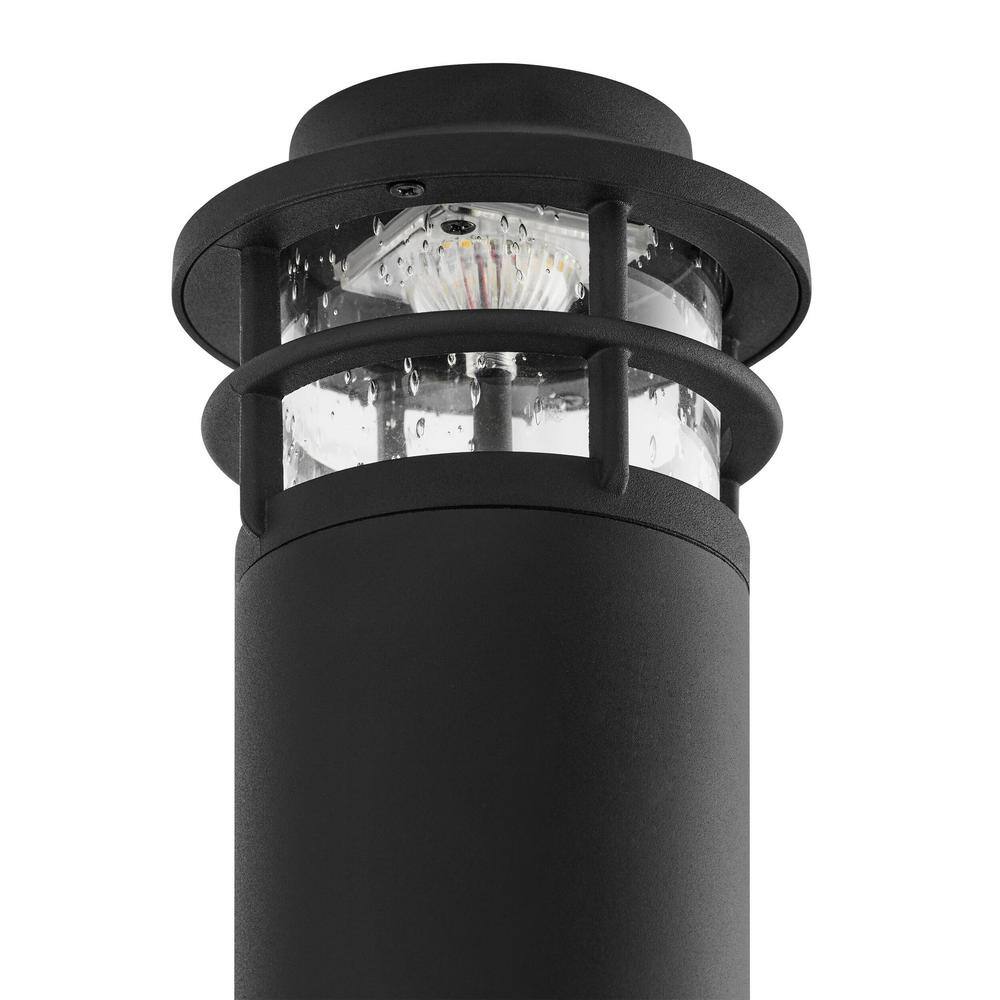 Hampton Bay Marion 20''H Black Low Voltage LED Bollard Path Light with Seeded Glass LBW1501LX-01