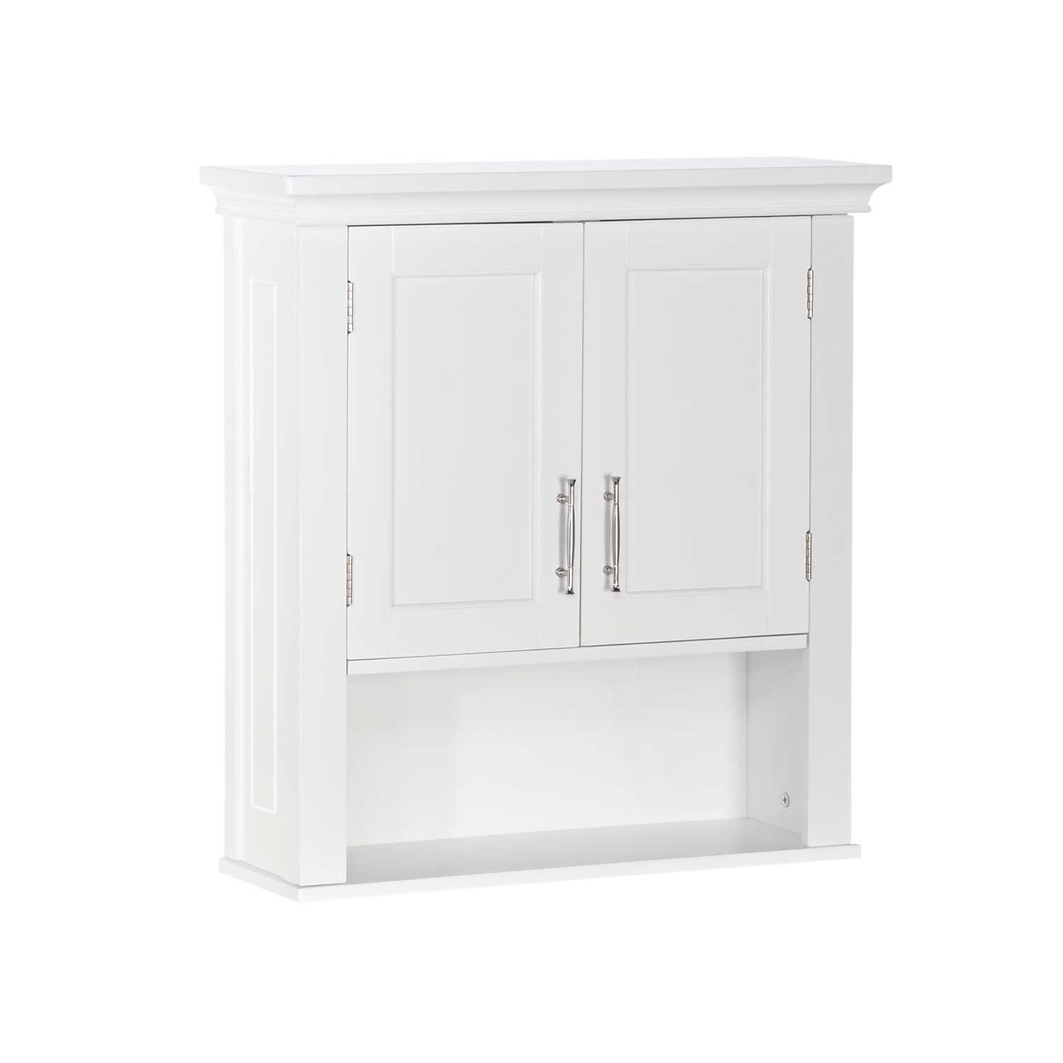 RiverRidge Home Somerset Collection 2-Door Bathroom Storage Wall Cabinet with 1 Open Shelf and 2 Interior Shelves， White