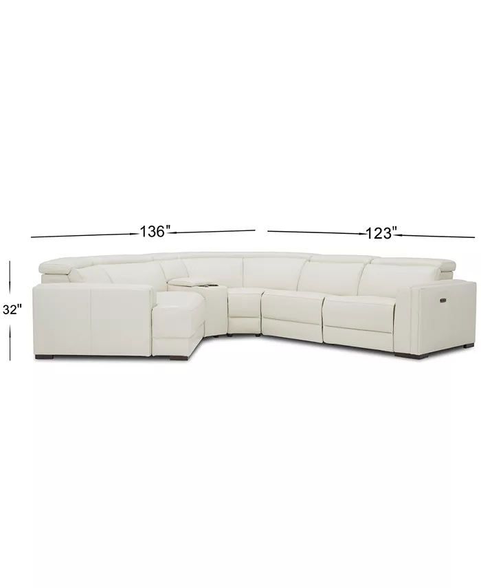 Furniture Jenneth 5-Pc. Leather Sofa with 1 Power Motion Recliner and Cuddler