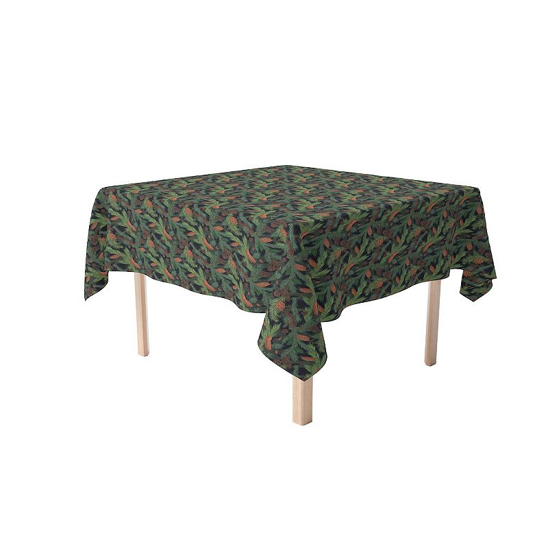 Square Tablecloth， 100% Polyester， 70x70， Fir Branches and Green Pines