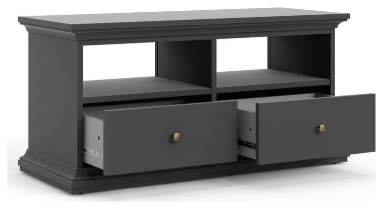 Sonoma 2 Drawer TV Stand with 2 Shelves  Black Lead   Transitional   Entertainment Centers And Tv Stands   by BisonOffice  Houzz