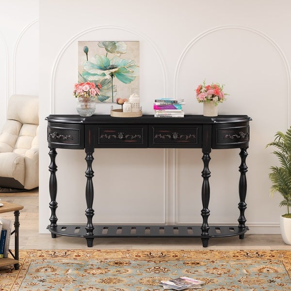 Modern Console Table with 4 Drawers and 1 Shelf