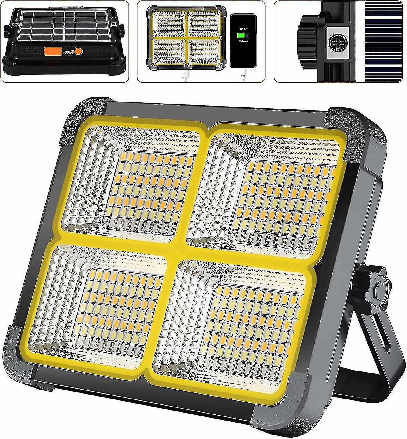 Rechargeable Led Spotlight 336 Leds/ 100w/ Solar Panel/ 4 Lighting Modes/ 12000mah External Battery/