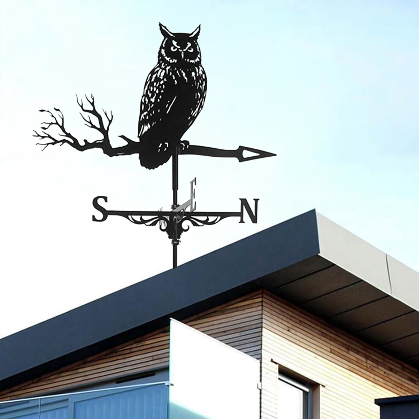 Metal Owl Shape Weathervane Weather Vane Yard Garden Barn Scene 30 Tall