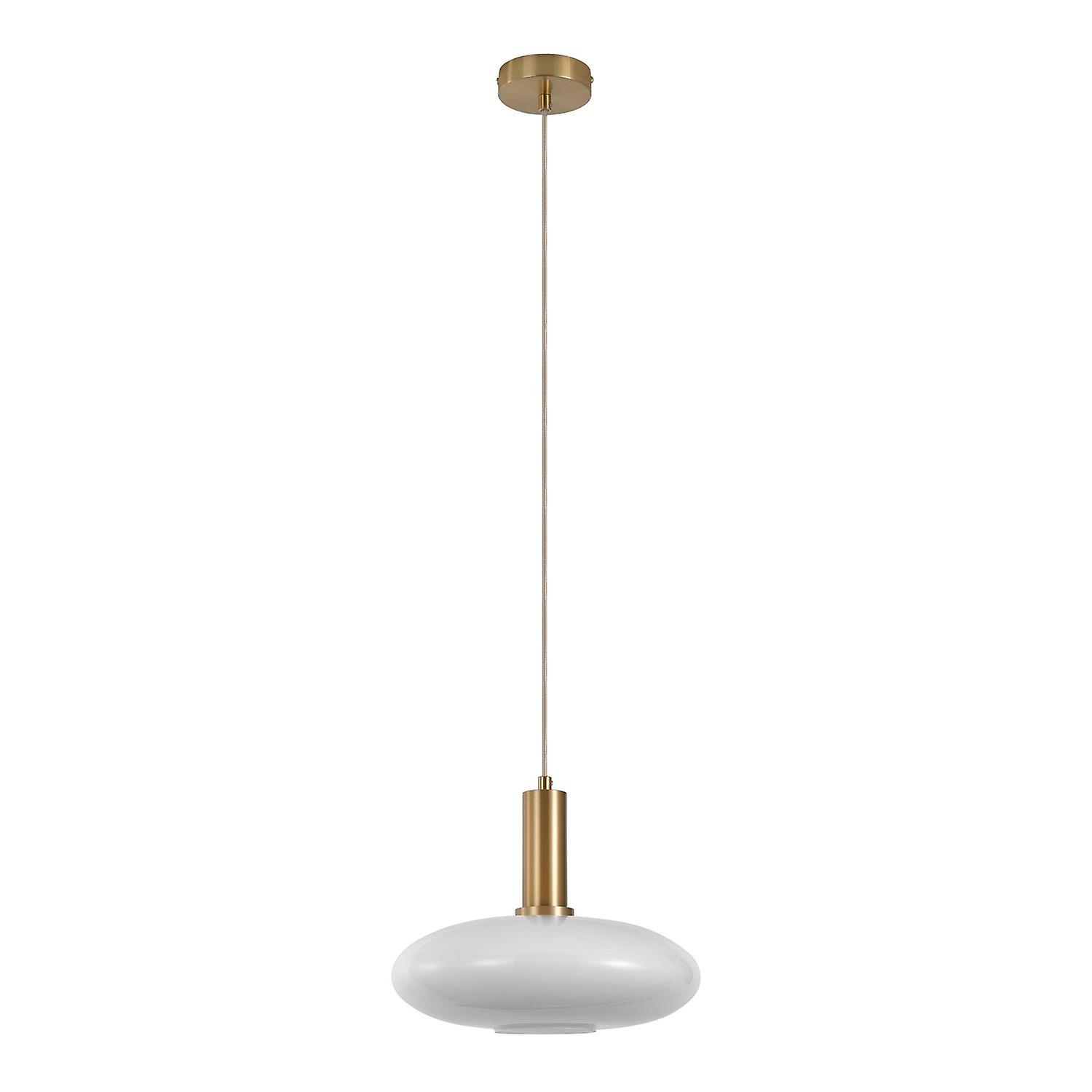 Elipsoid lamp in suspension in white glass Ø28 cm cord 150 cm